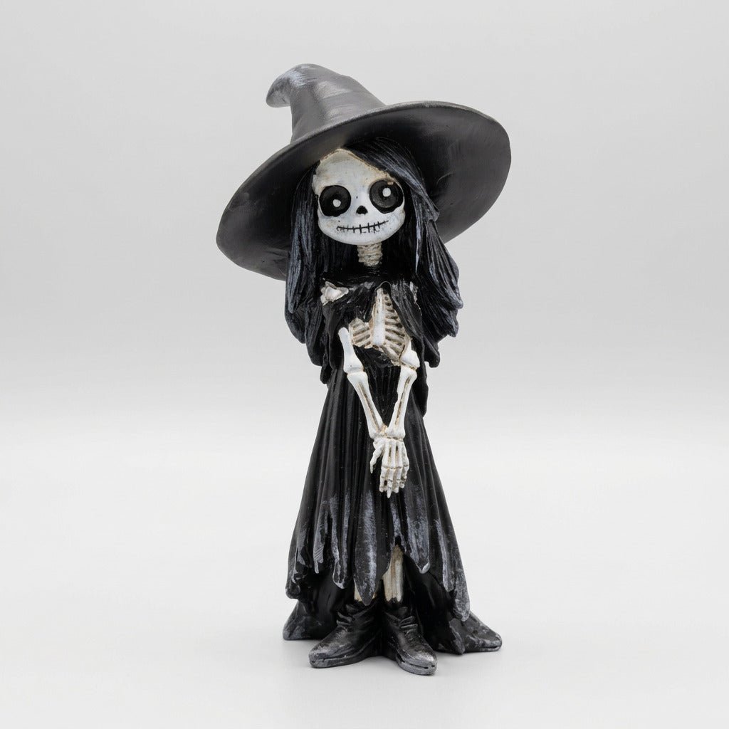 Skeleton Girl Standing With Witch Hat - Figurine - The Dark Rose Emporium