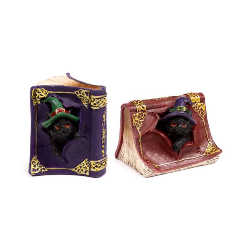 Playful Black Cat In A Spellbook (purple)