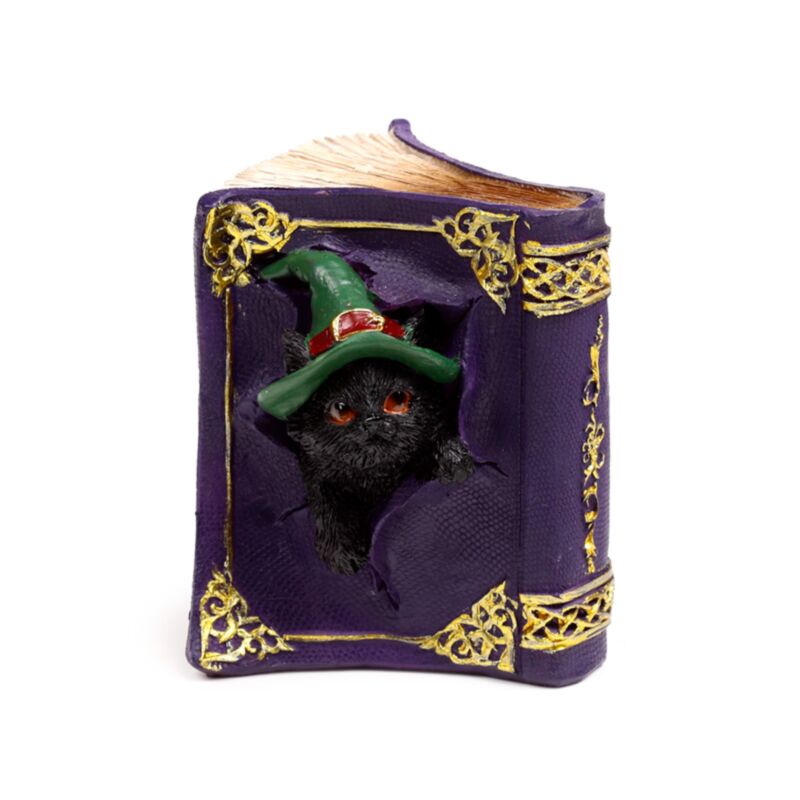 Playful Black Cat In A Spellbook (purple)