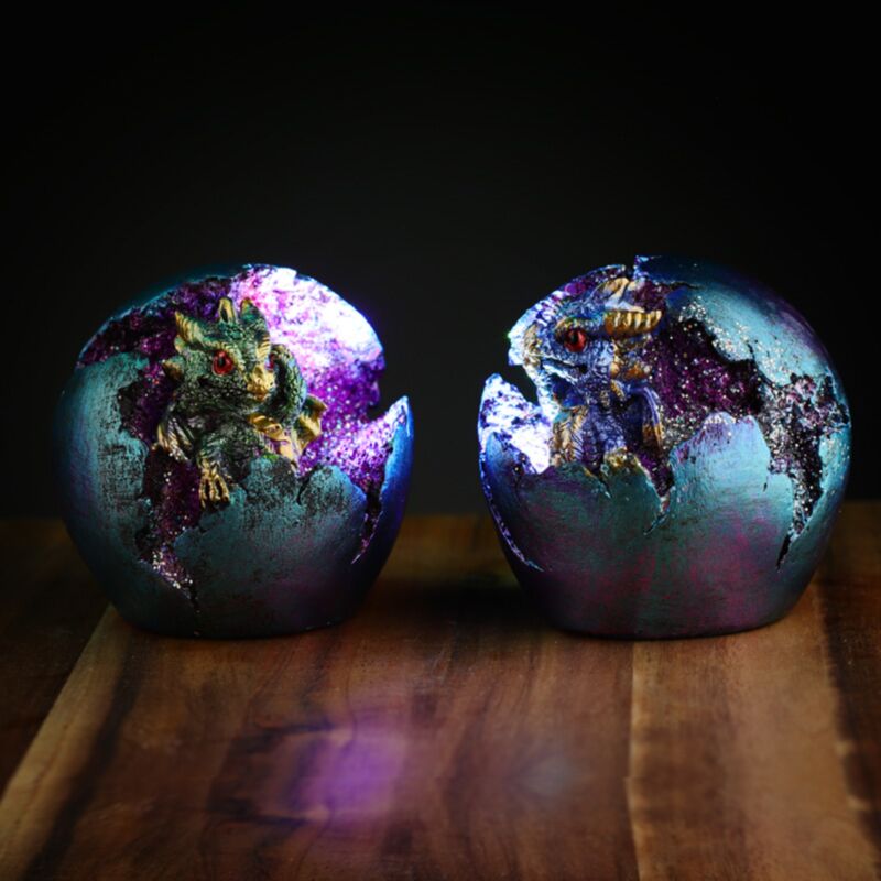 Baby Dragon LED Geode (purple) - Decoration - The Dark Rose Emporium