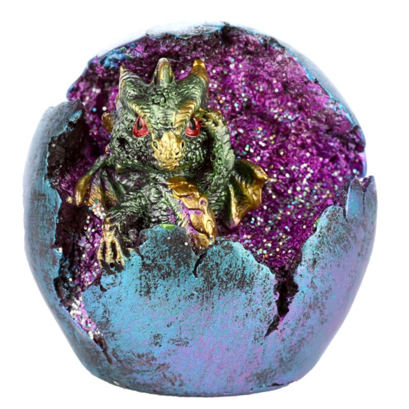 Baby Dragon LED Geode (green) - Decoration - The Dark Rose Emporium