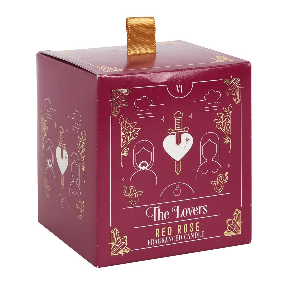 The Lovers Tarot Red Rose Fragranced Scented Candle In Glass Jar