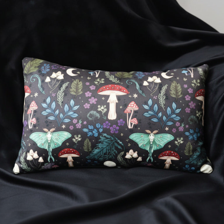 Dark Forest Mushroom & Moth Cushion
