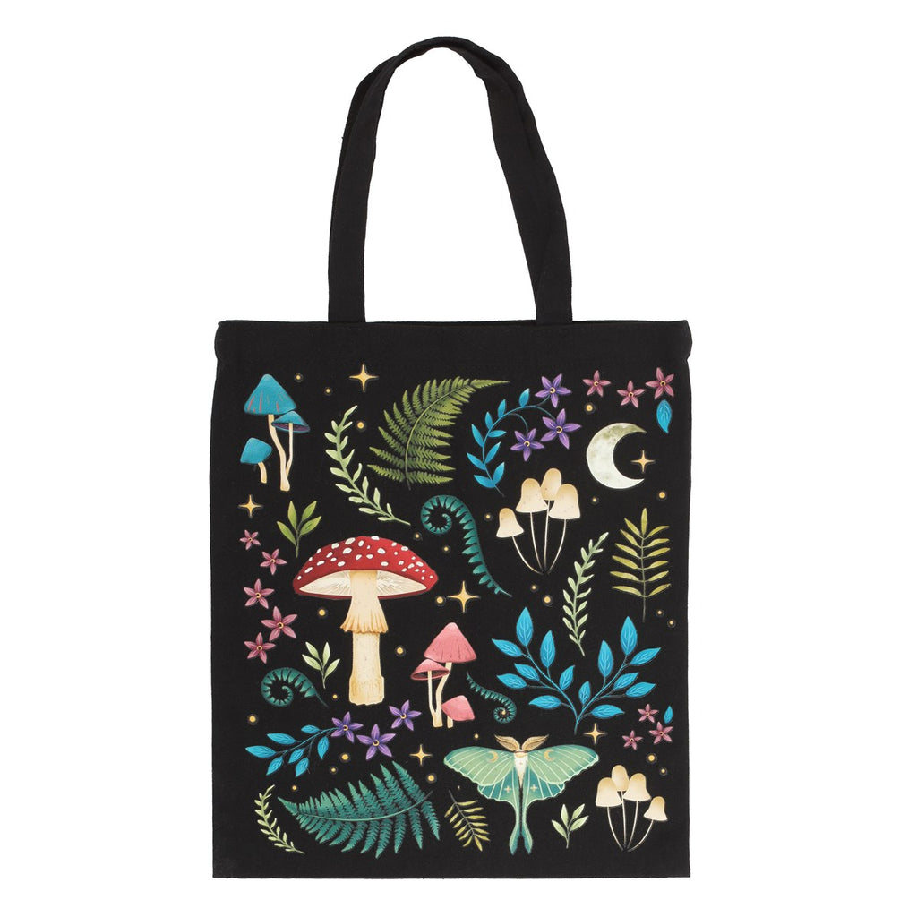 Dark Forest Mushroom & Moth Tote Bag