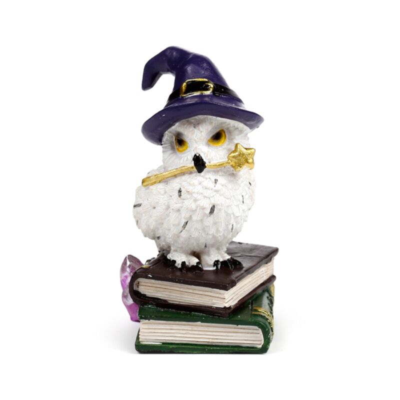 Wise Old Magical Owl On Spellbooks (purple) - Figurine - The Dark Rose Emporium