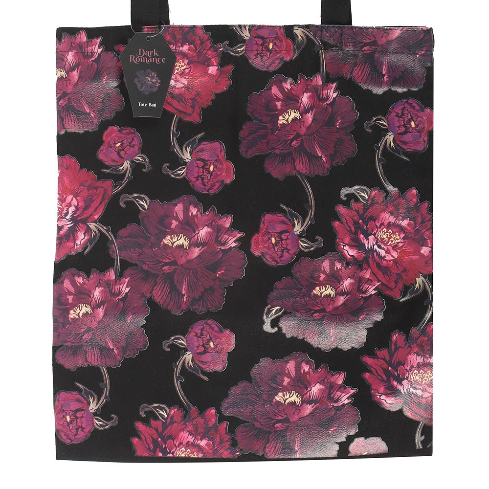 Dark Romance Floral Print Tote Bag