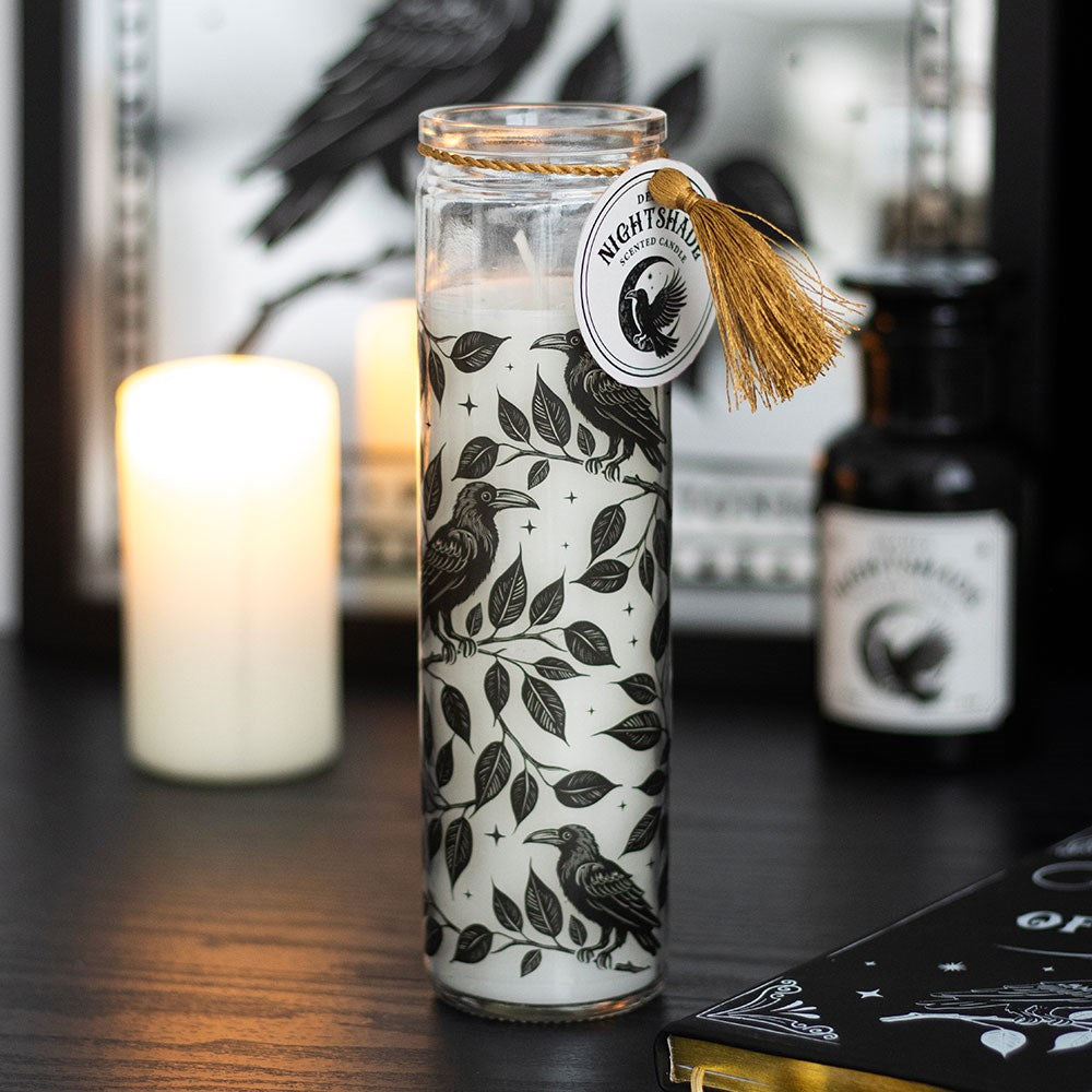Mystic Raven Deadly Nightshade Glass Tube Candle