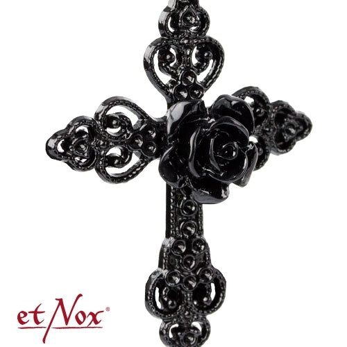 Black Rose Cross, hängsmycke med kedja, från etNox