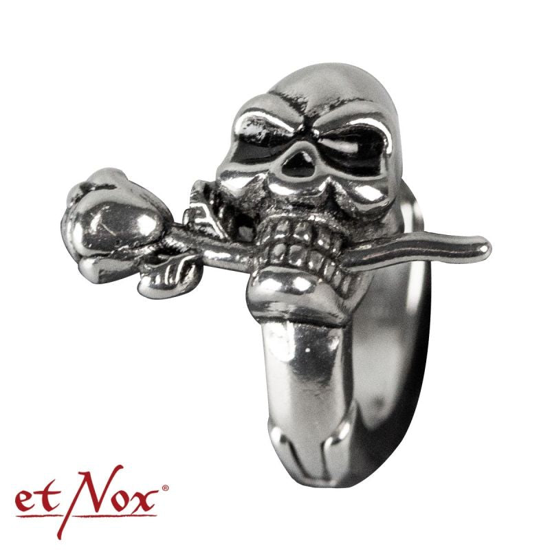 Dödskalle Med Ros, örhängen i rostfritt stål, från etNox