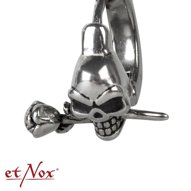 Dödskalle Med Ros, örhängen i rostfritt stål, från etNox