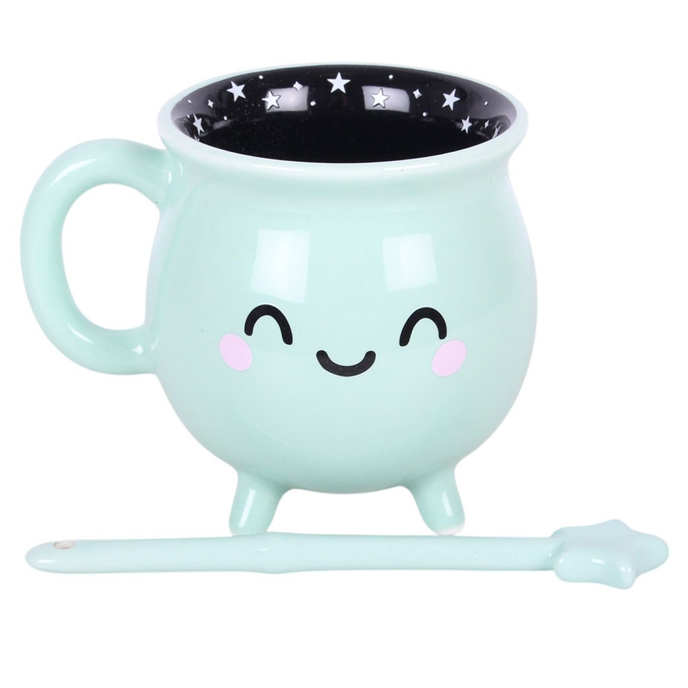 Candy Cauldron Mint Green Cauldron Mug with Wand Stirrer