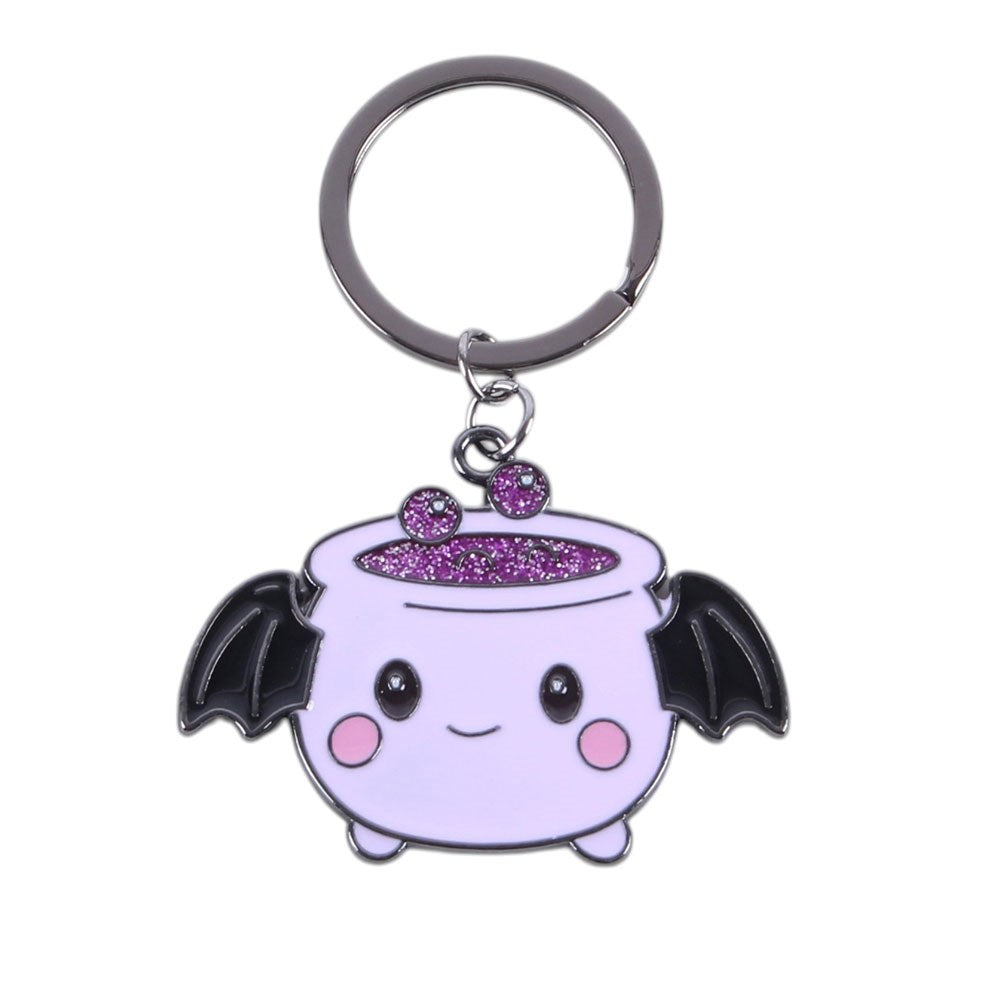 Candy Cauldron Bat Wing Cauldron Glitter Enamel Keyring